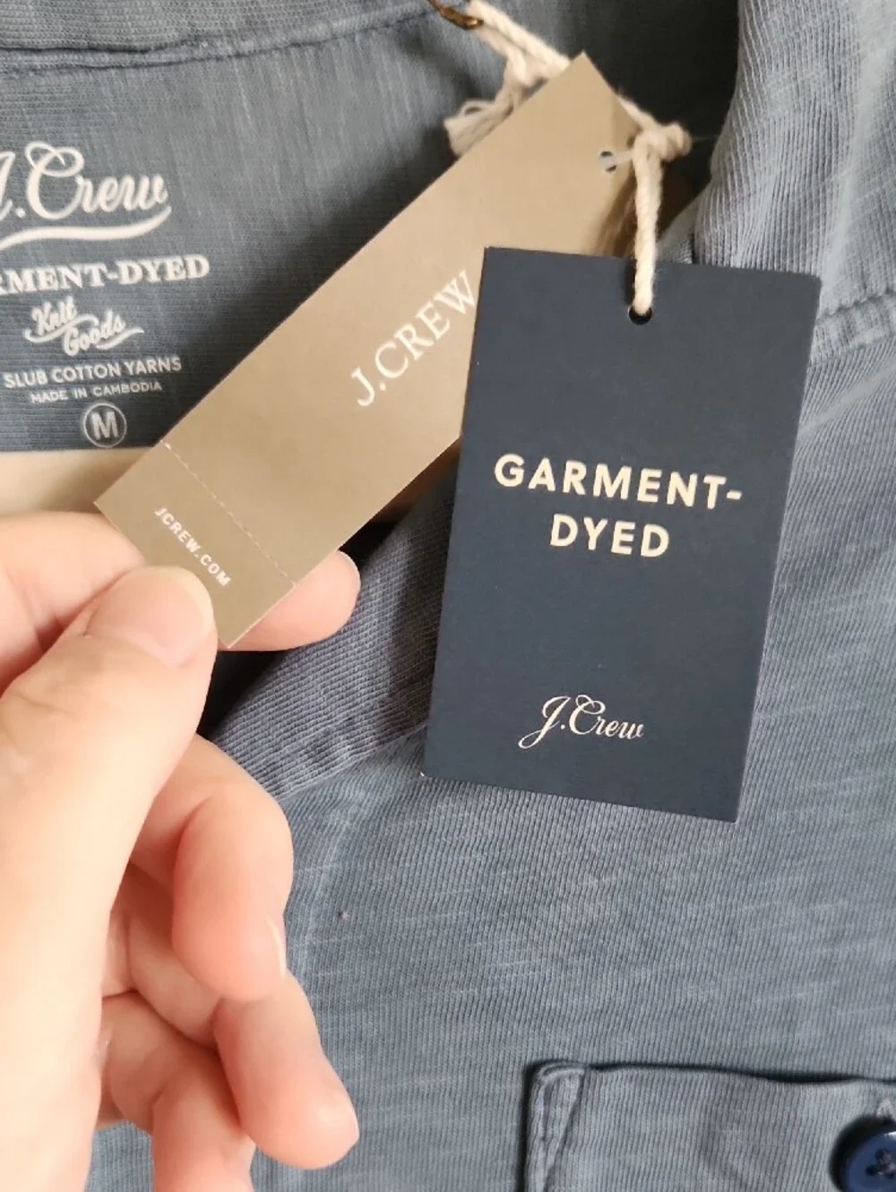 NWT! J. Crew men's Garment-Dyed Cotton Shirt - Slate Gray Blue Sz M